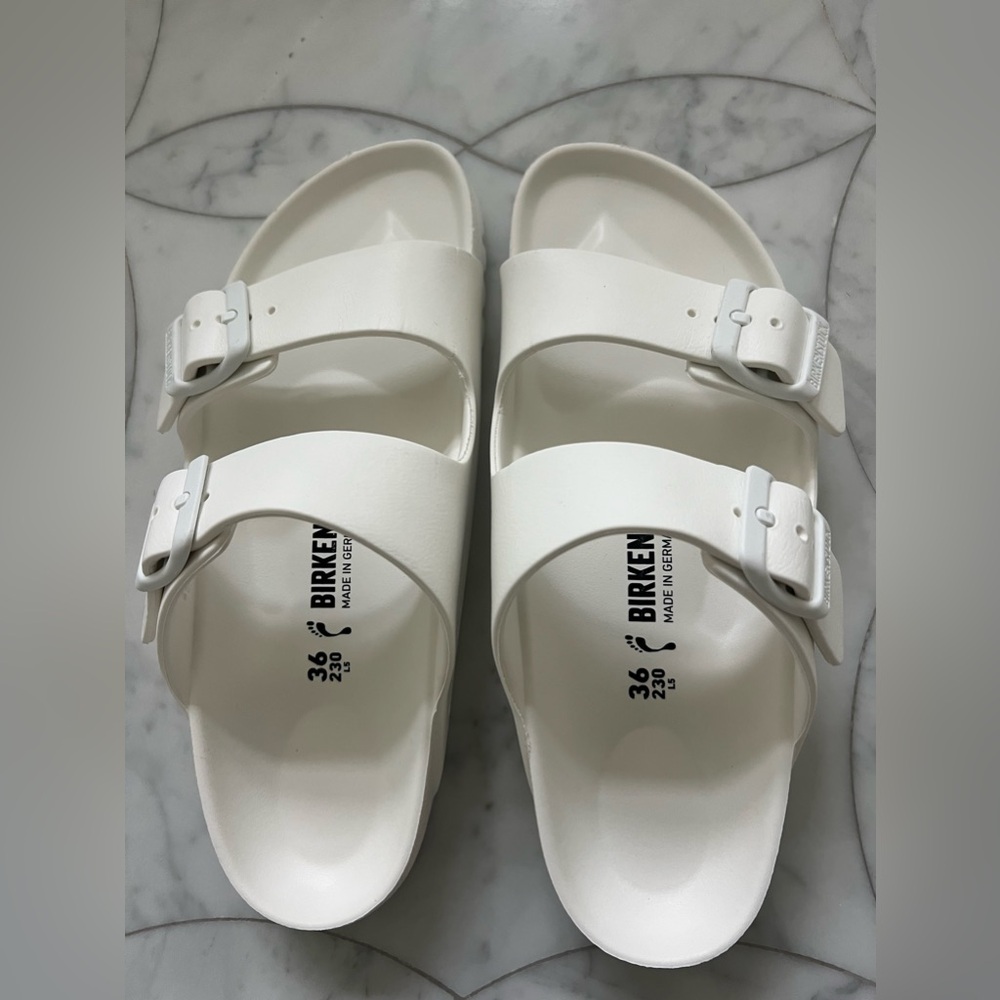 White Birkenstock Arizona Eva Sandals